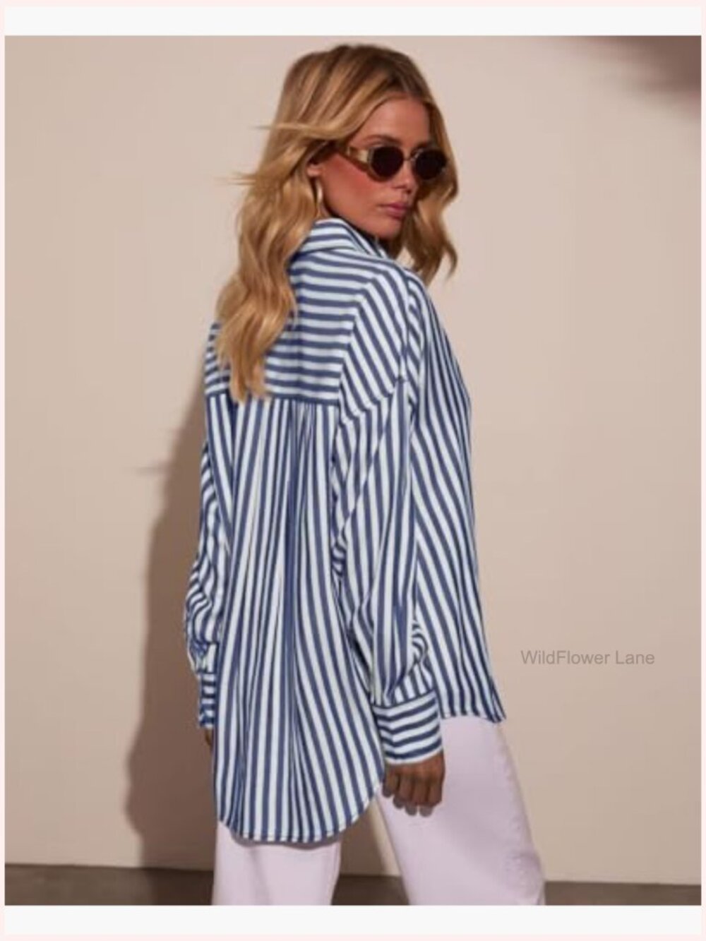 Long Sleeve Button Down Shirt Casual Loose Oversized Blouse for Women - Picture 2 of 7